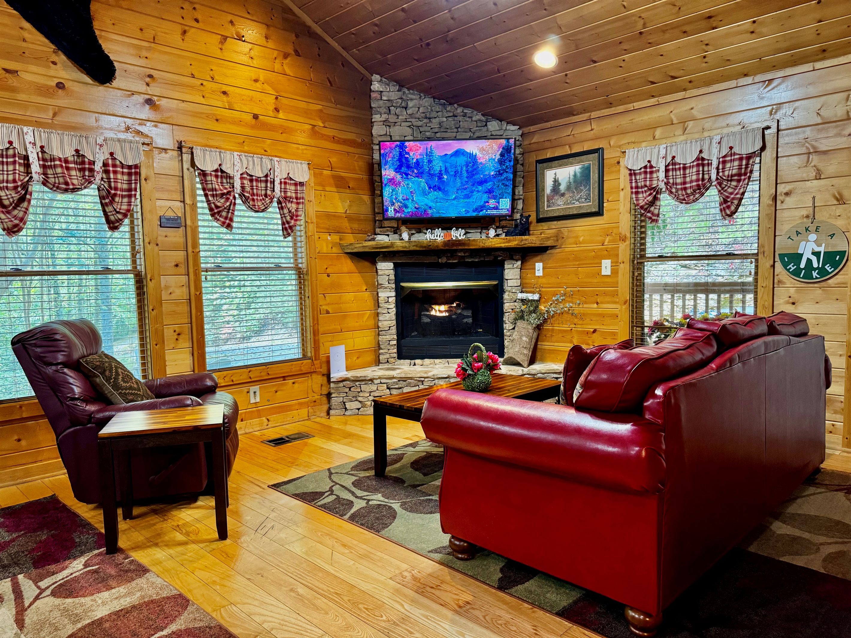This is the place to be on a crisp Autumn evening or cold Winter day! The fireplace adding that special kind of warmth while you relax and watch the satellite TV.