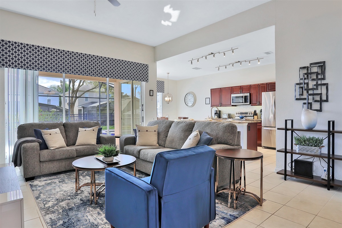 Comfortable Family Room with 65" Smart TV