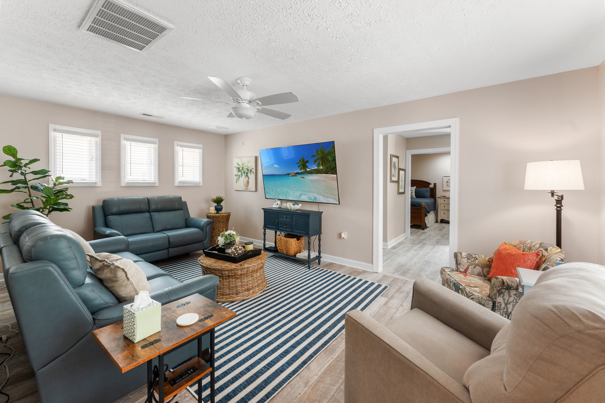 Family Room w/ Spacious Seating, Large Smart TV