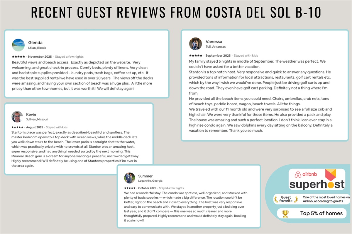 Recent reviews from happy guests show that you are in good hands!