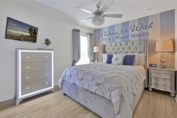 Elegant Queen Suite with Disney charm — a dream stay come true.