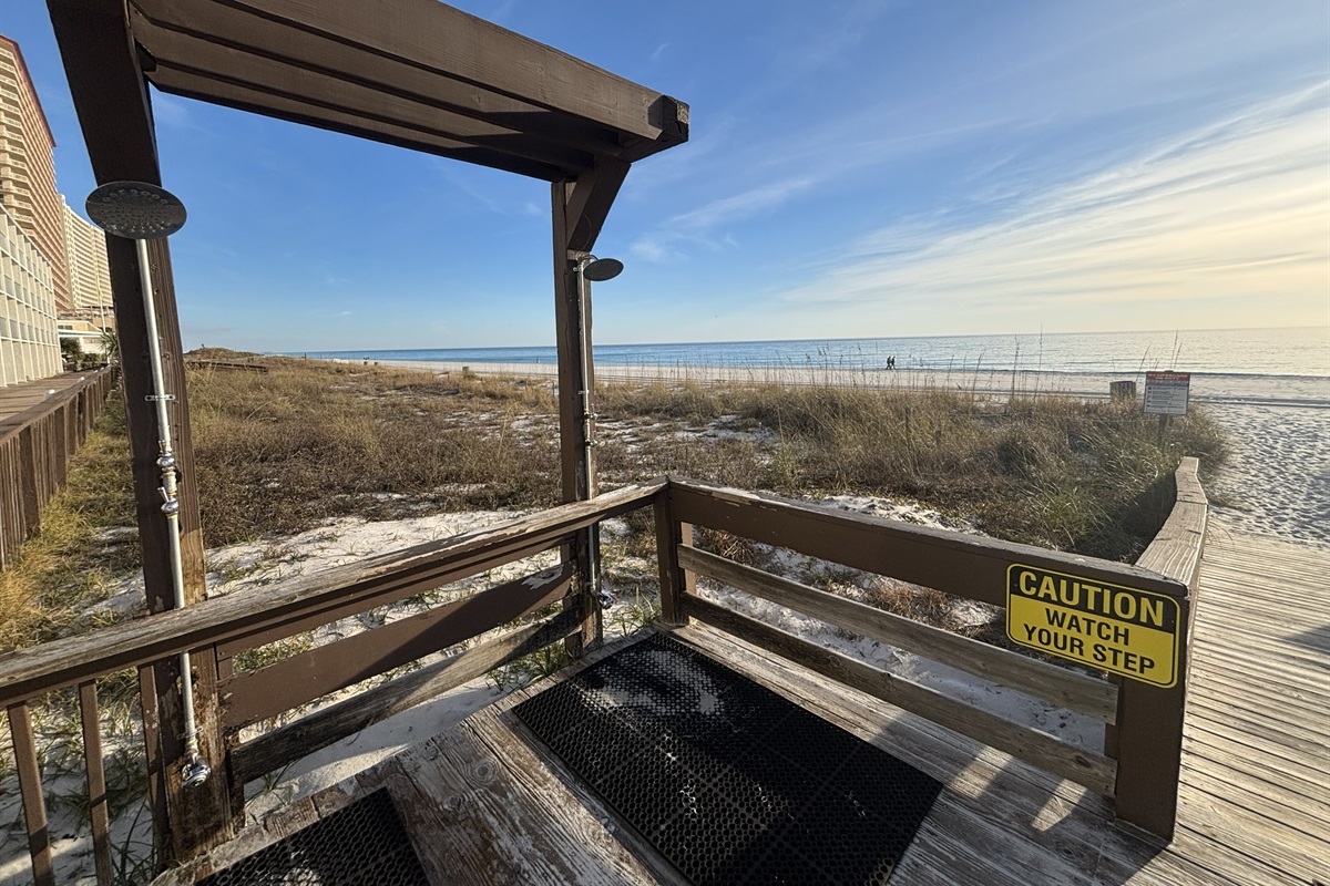Showers available at private beach access