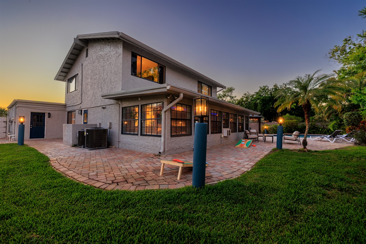 Our open yard gives you room to challenge mom to a game of cornhole