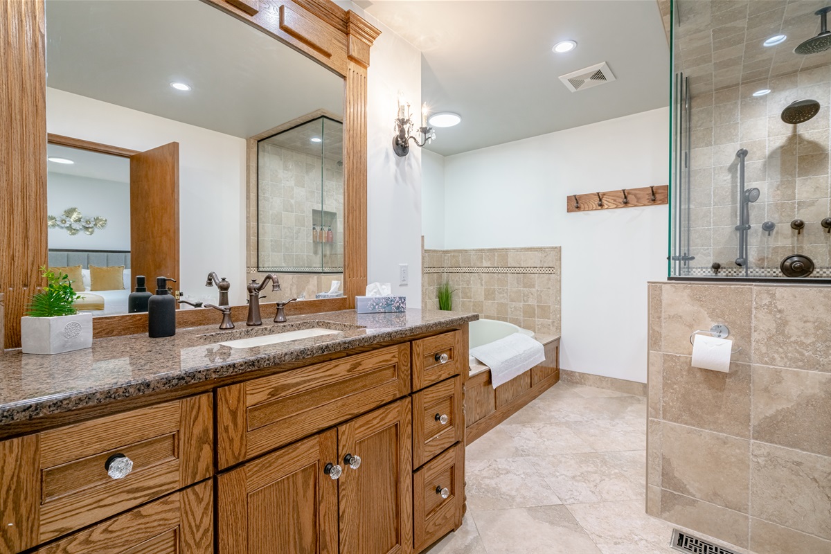 Soaker Tub, and shower in Bathroom