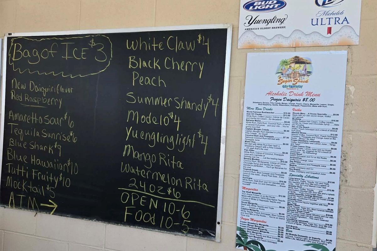 Sugar Shack Menu