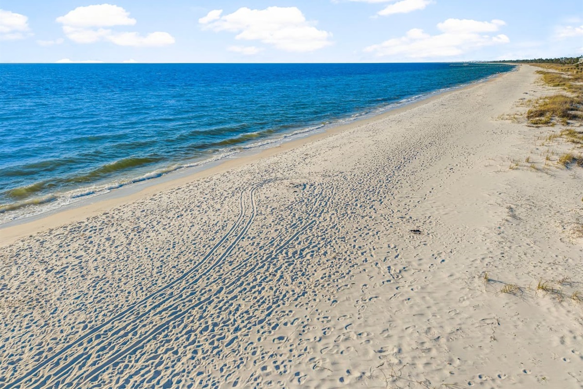 Stretches of quite white sand
