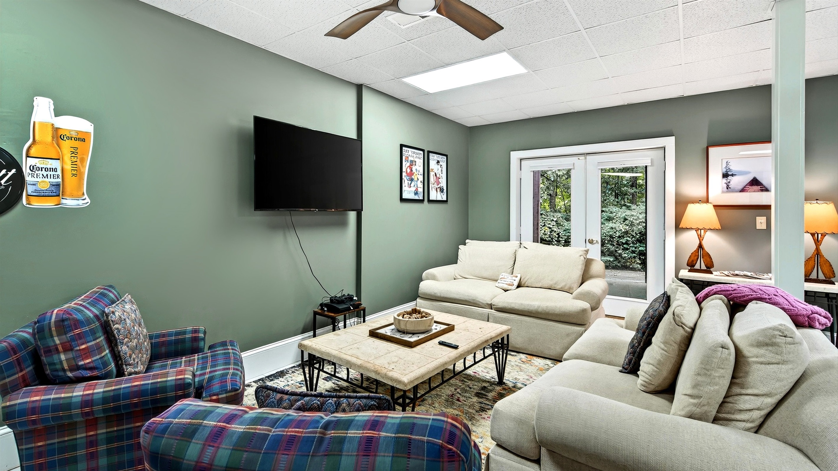 Watch a movie in the lower level game room.
