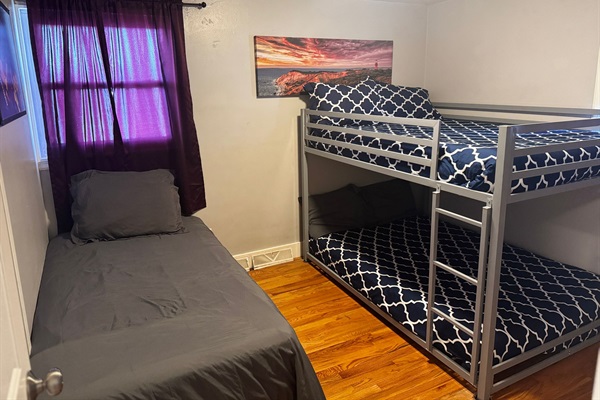Thoughtfully designed for comfort and versatility—our twin and bunk bed setup ensures a restful stay for all ages.