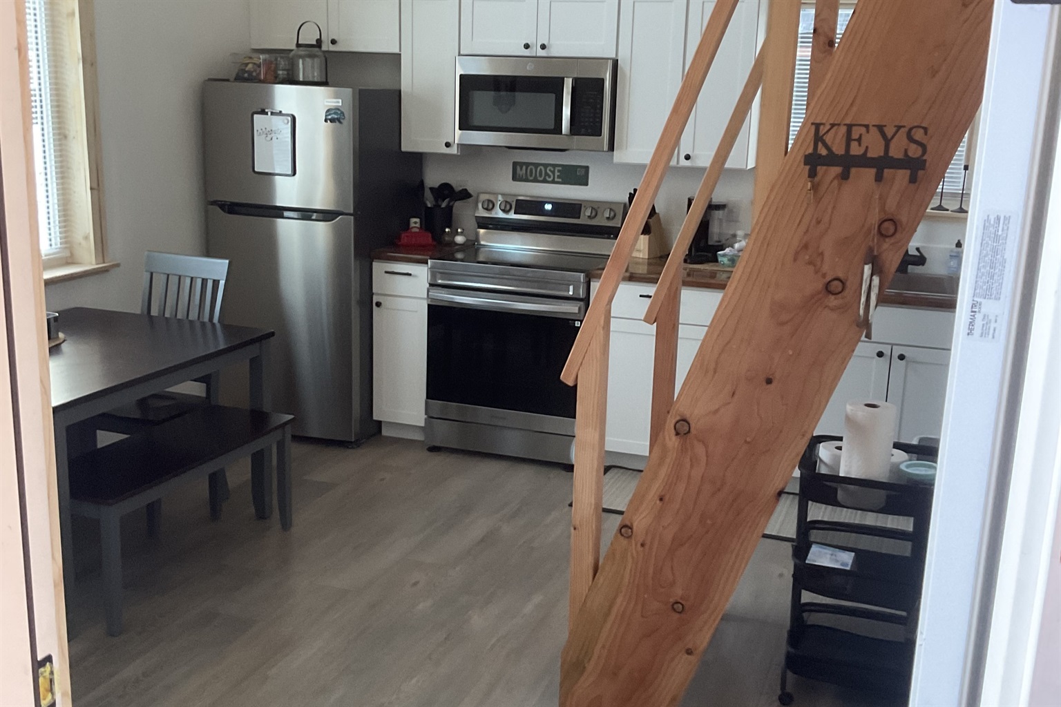 Downstairs kitchen and dining area.
