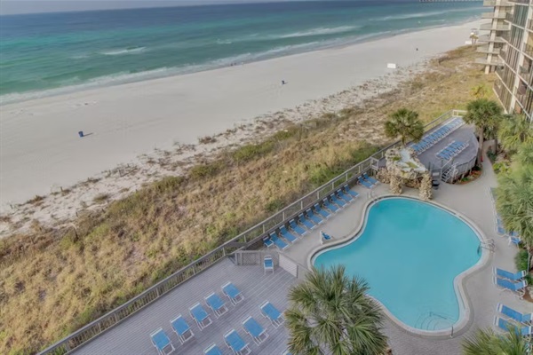 Tower II pool (heated seasonally) directly in front of our building