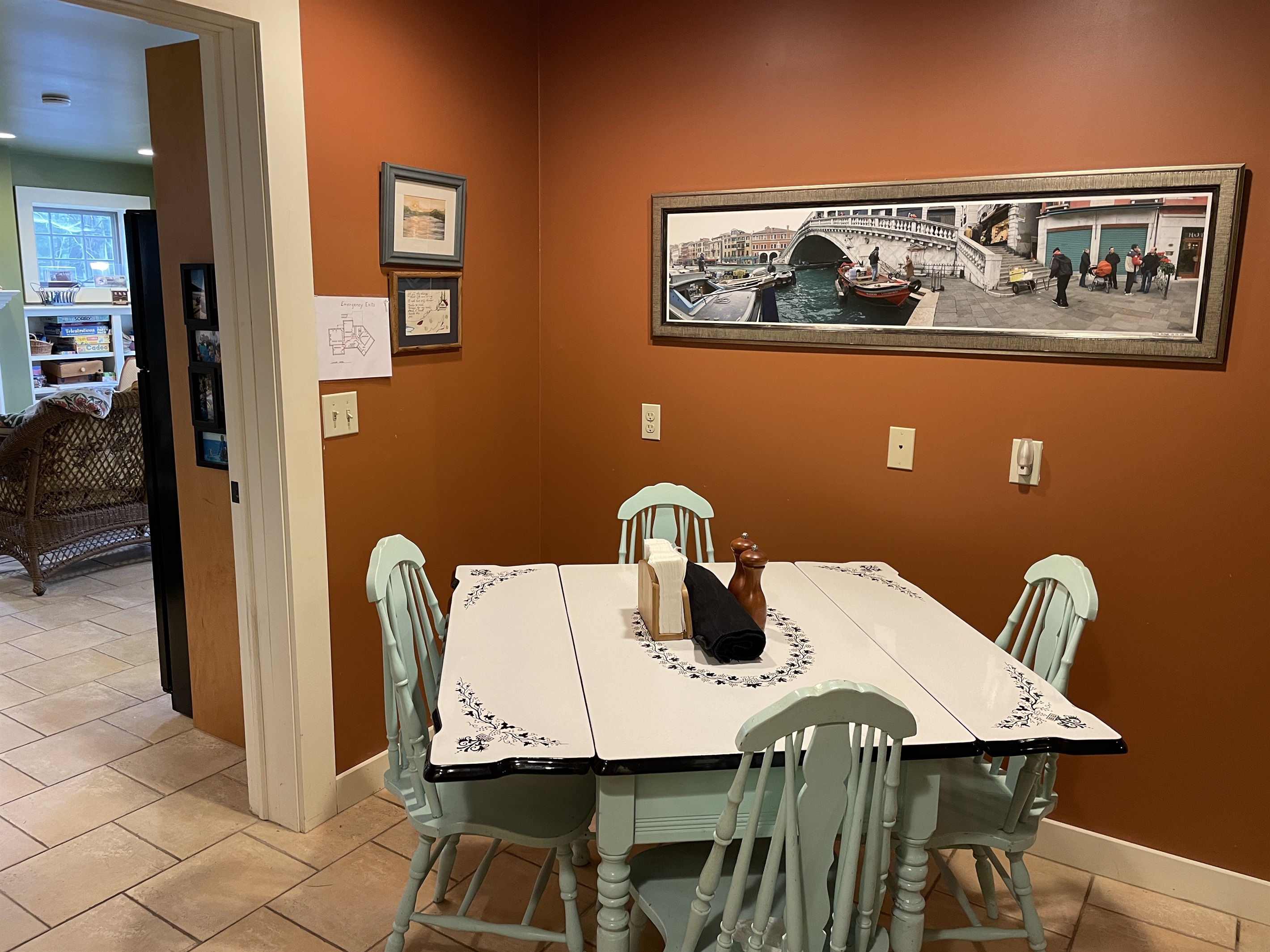 Dining are just outside of kitchen