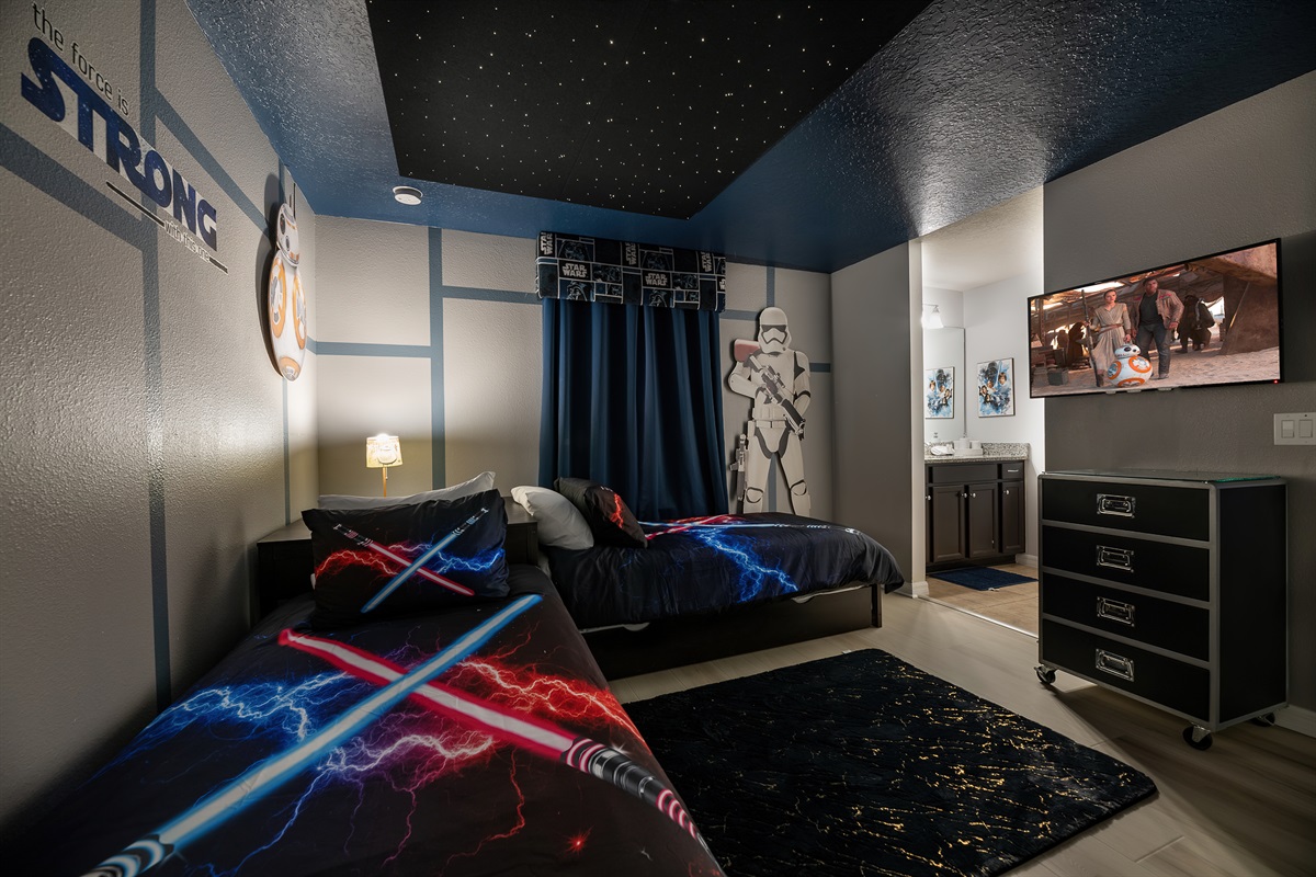Star Wars Bedroom with two Twin Beds and a Twin Trundle