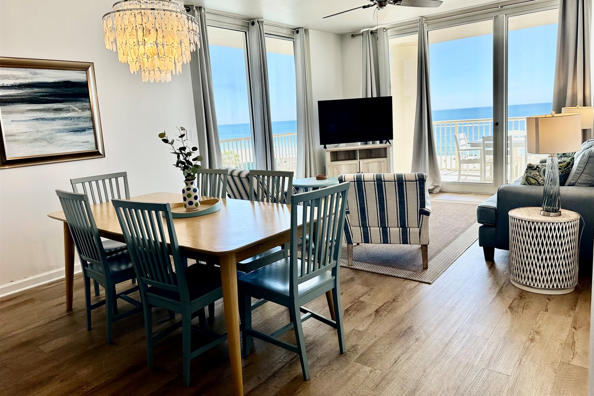 When you step into the main living/dining area, you'll we amazed at the views from both sides!