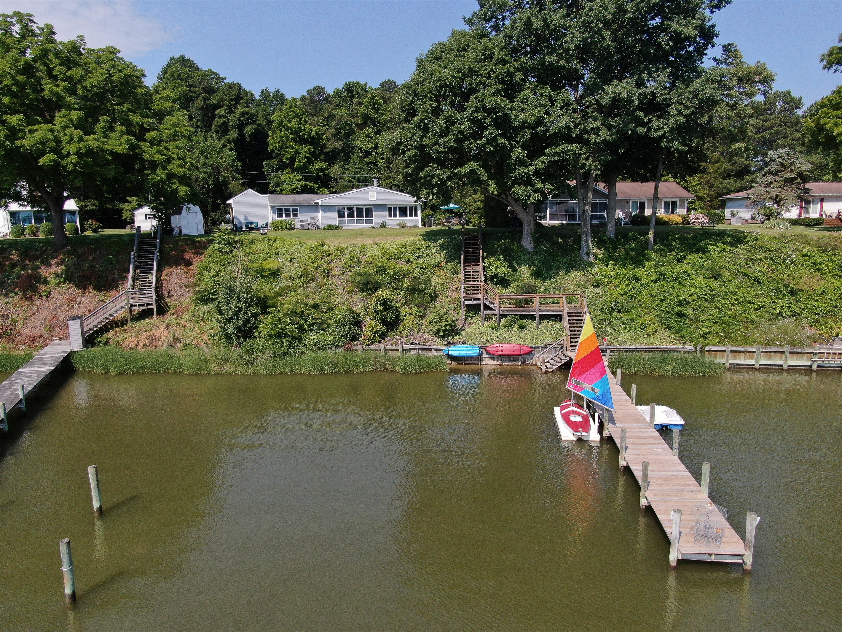 Step down to the dock for a swim, fish or boat ride.
