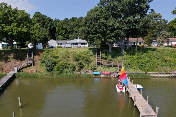 Step down to the dock for a swim, fish or boat ride.