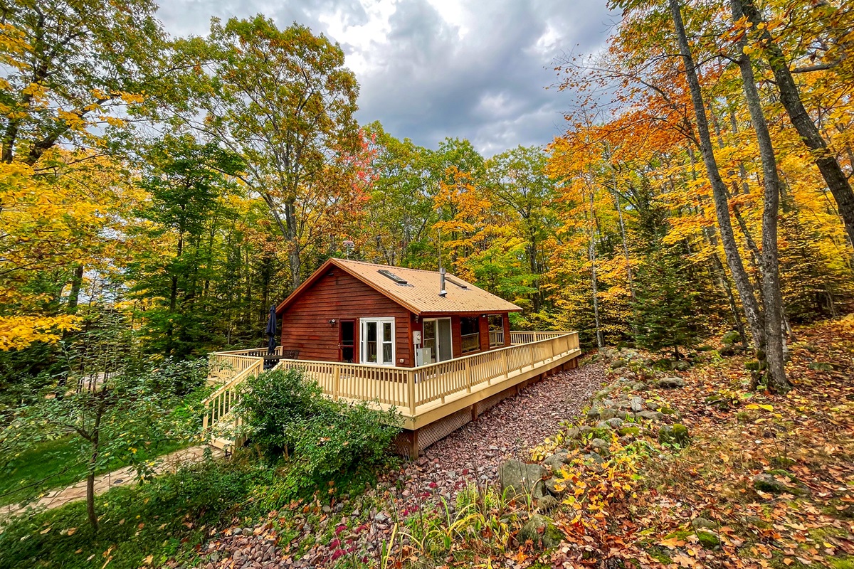 Main Cottage Fall colors October surrounded by beautiful woods 