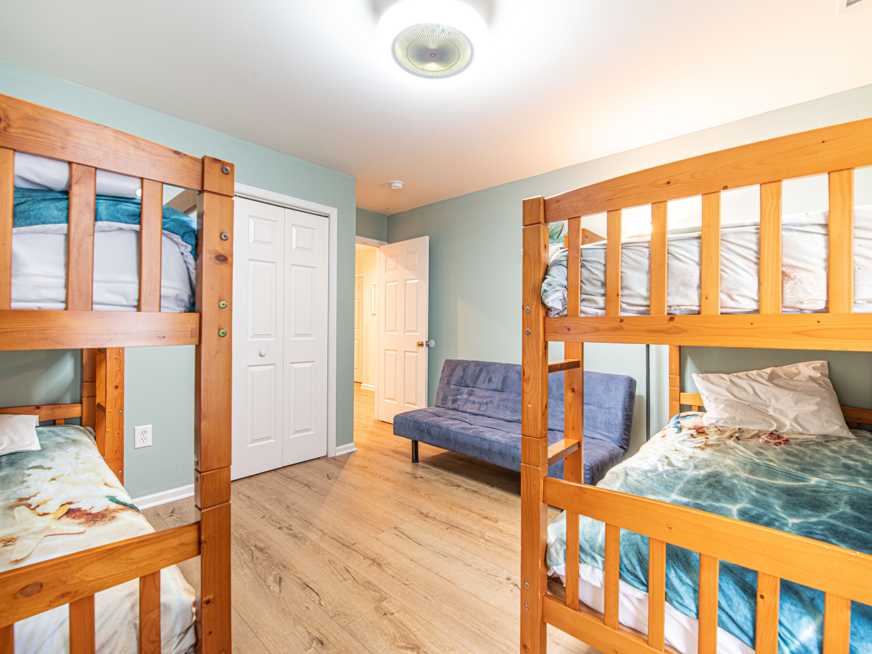 Bunk Bedroom , Futon Seating, and Dresser