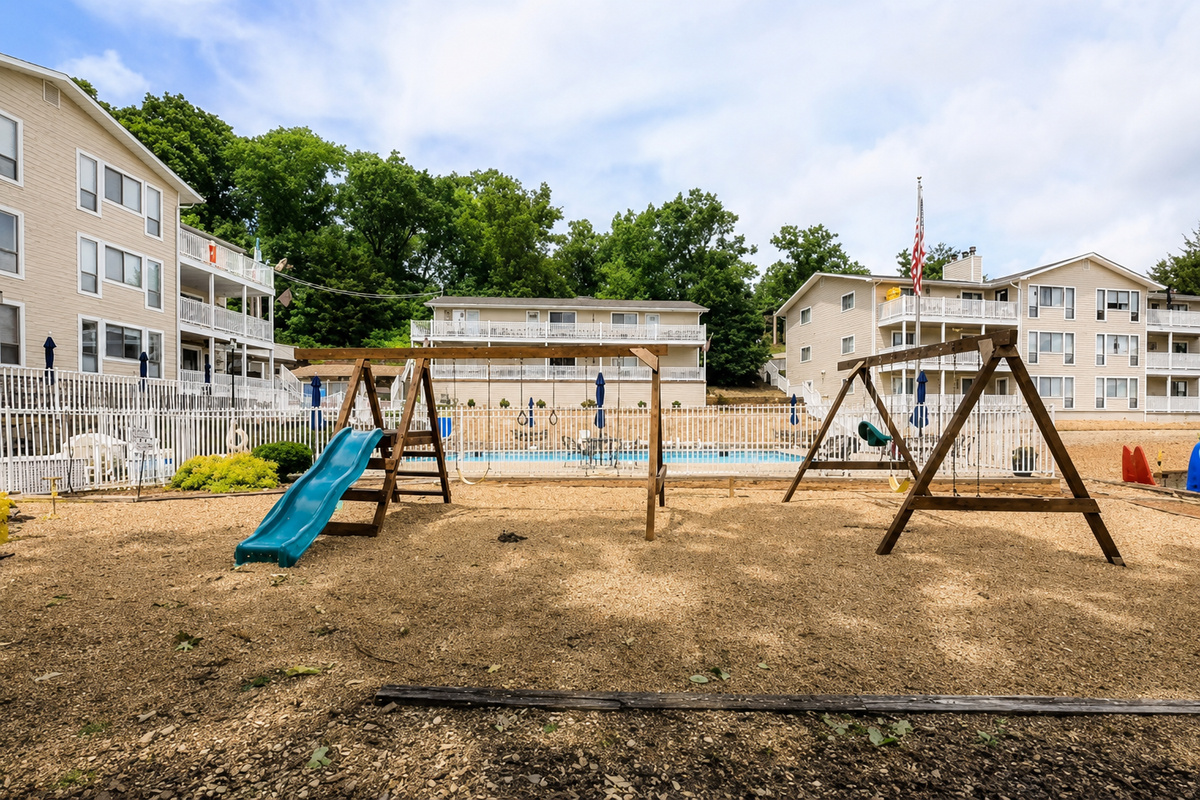 Outdoor playground with swings and slides