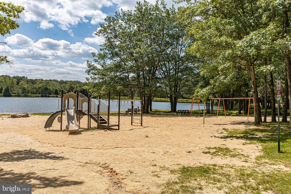 Playground laughter just steps away.