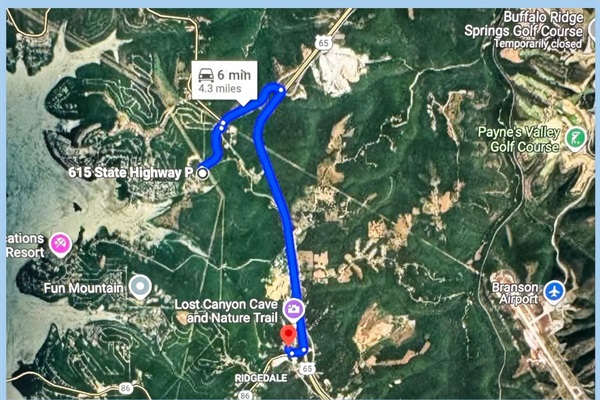 Distance to Big Cedar
