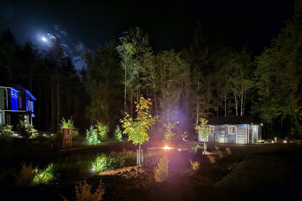 Propane fire pit at night