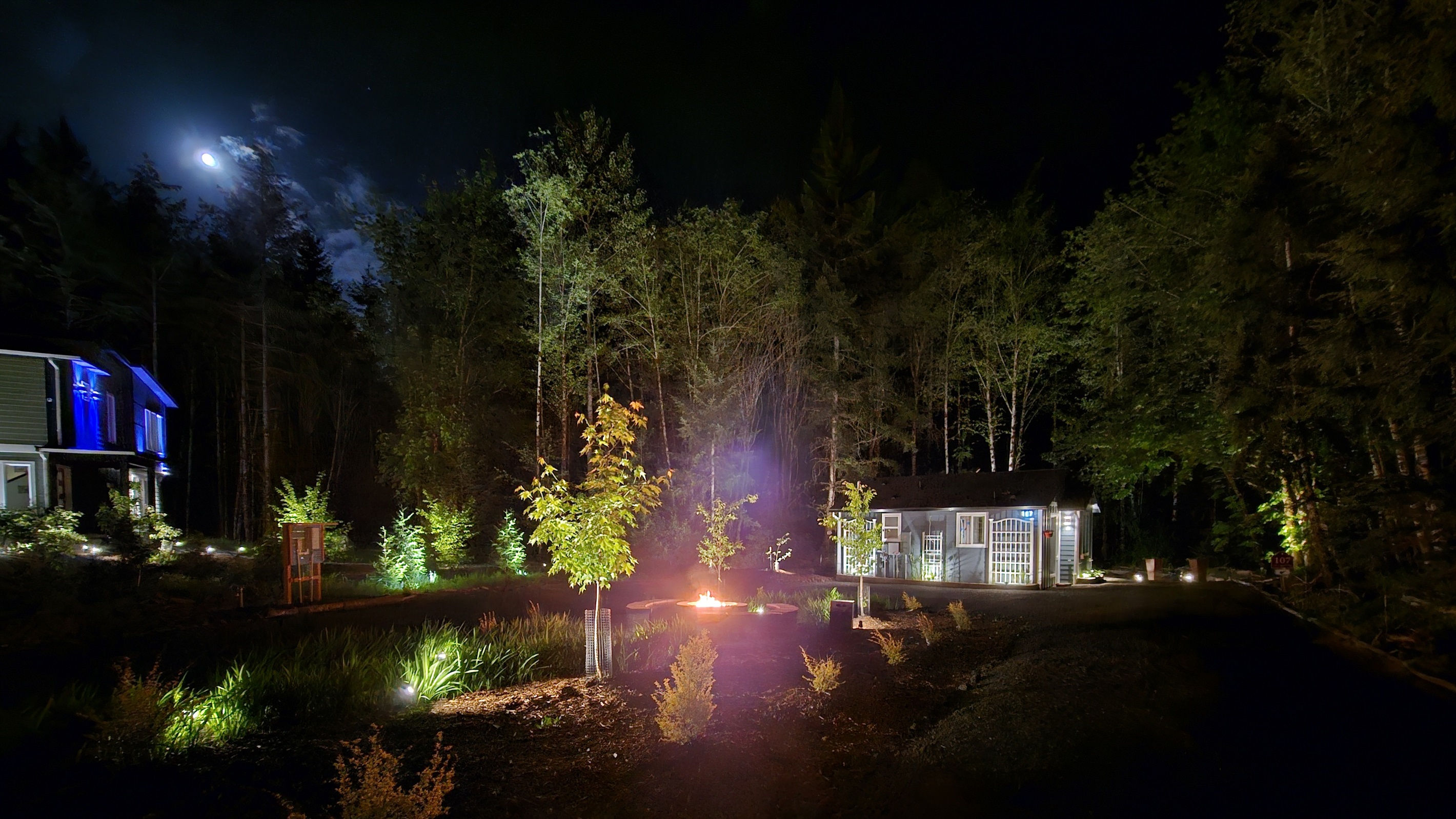 Propane fire pit at night