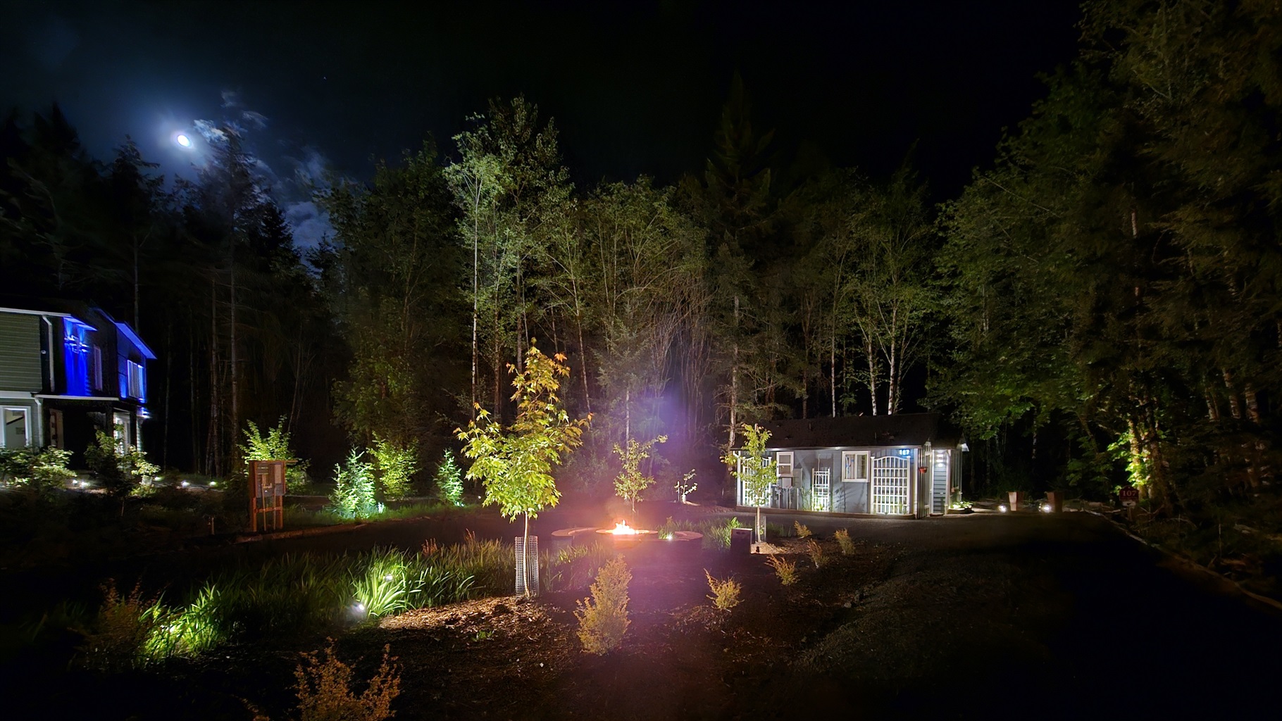 Propane fire pit at night