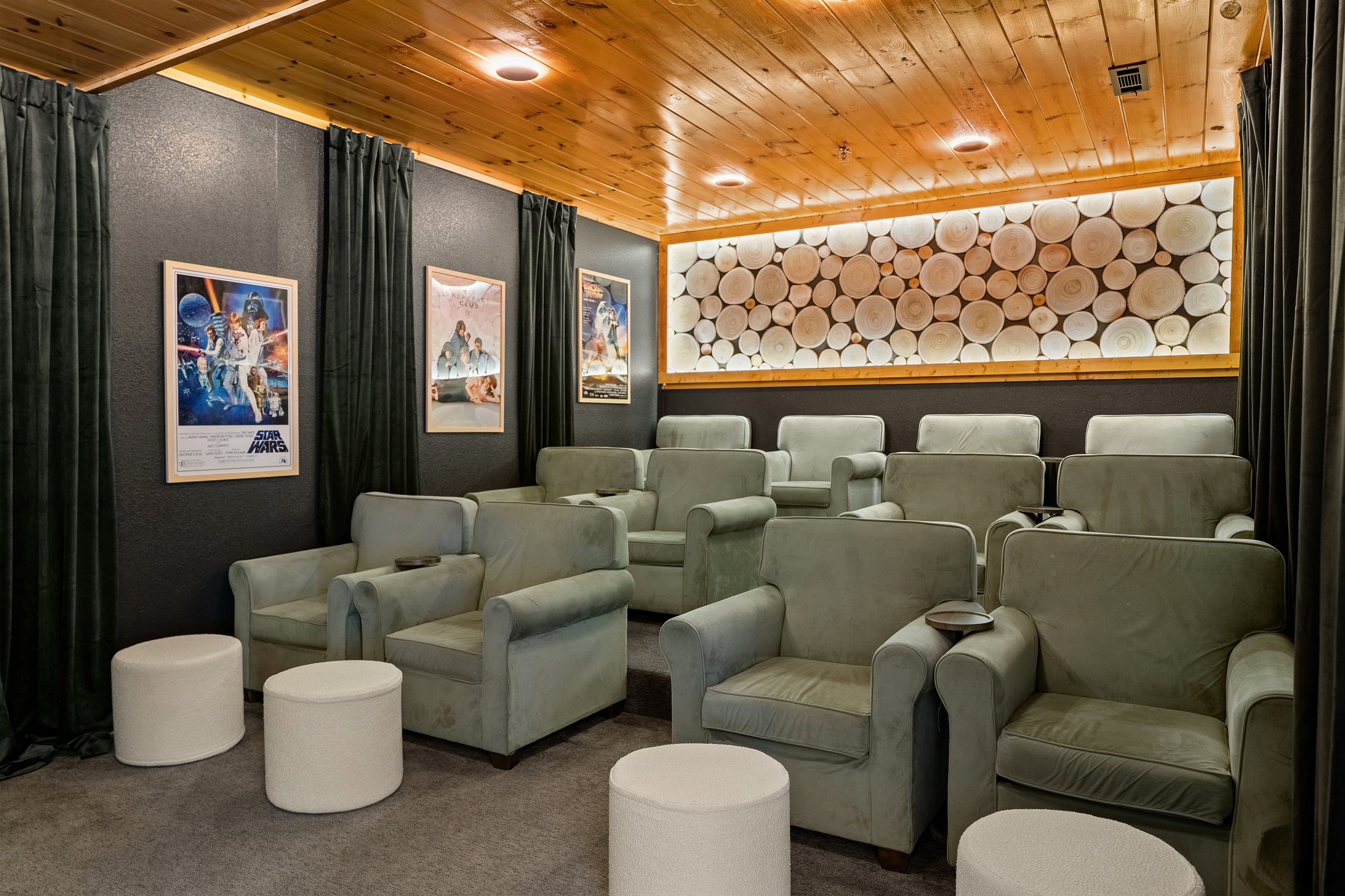 Sit back and enjoy a movie in our unforgettable theatre complete with Polk Audio and 100" LED TV.
