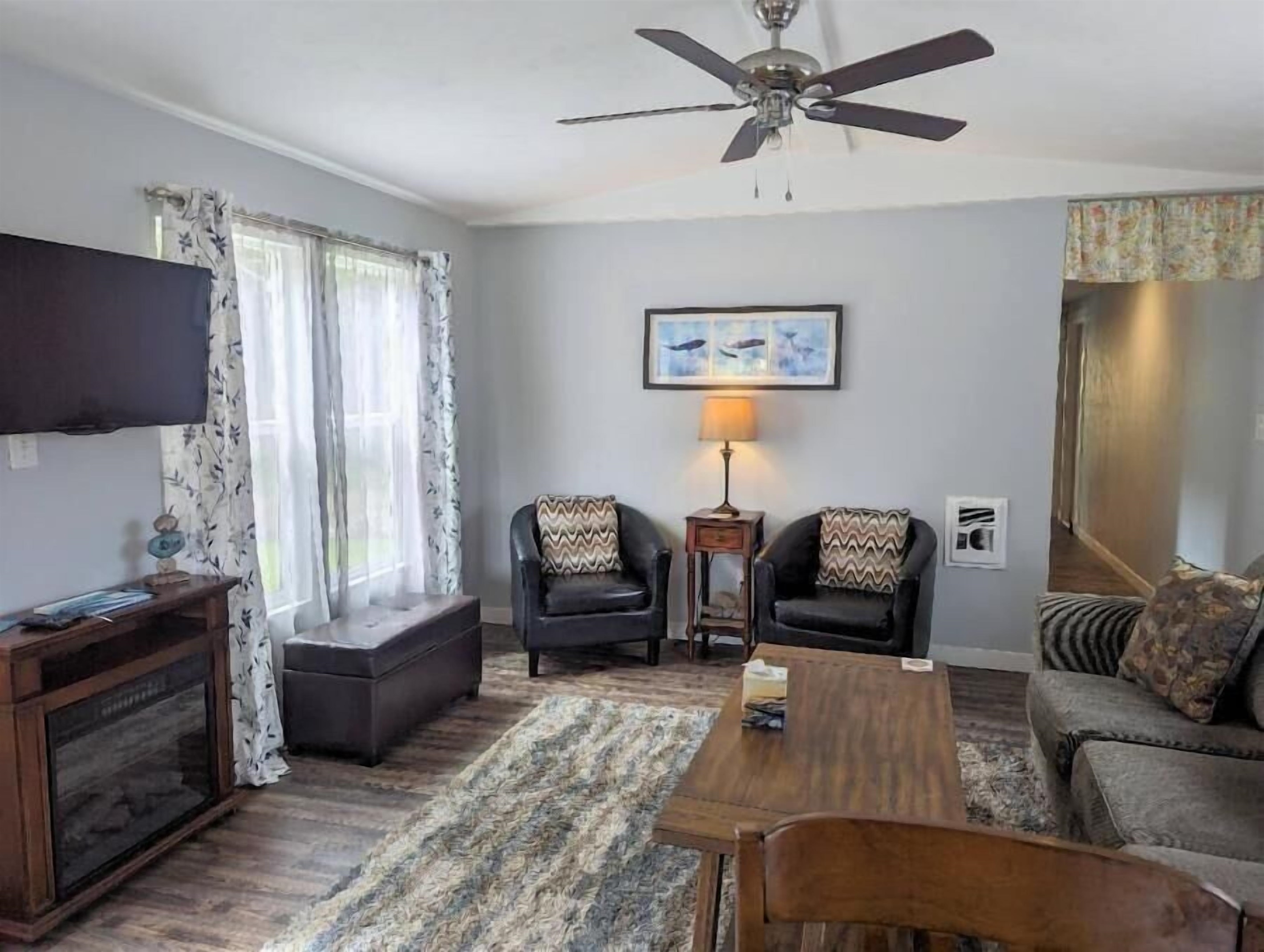 Living room with electric fireplace