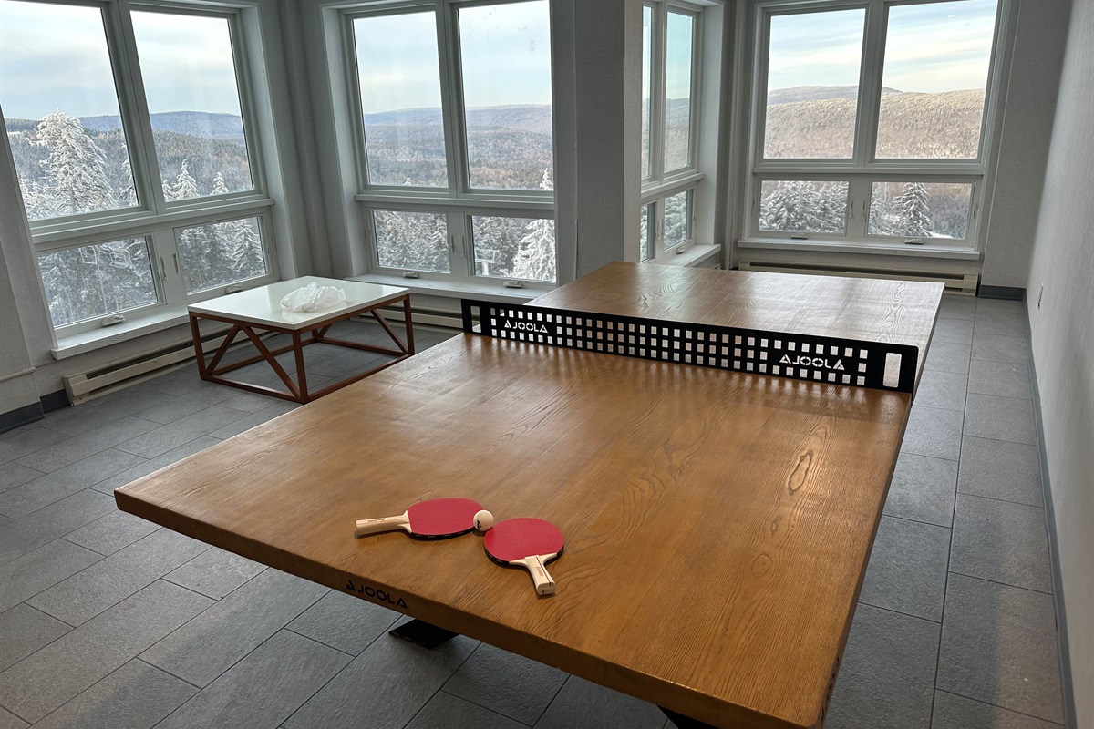 Ping Pong with a mountain view in Mountain Lodge's newly remodeled lobby.