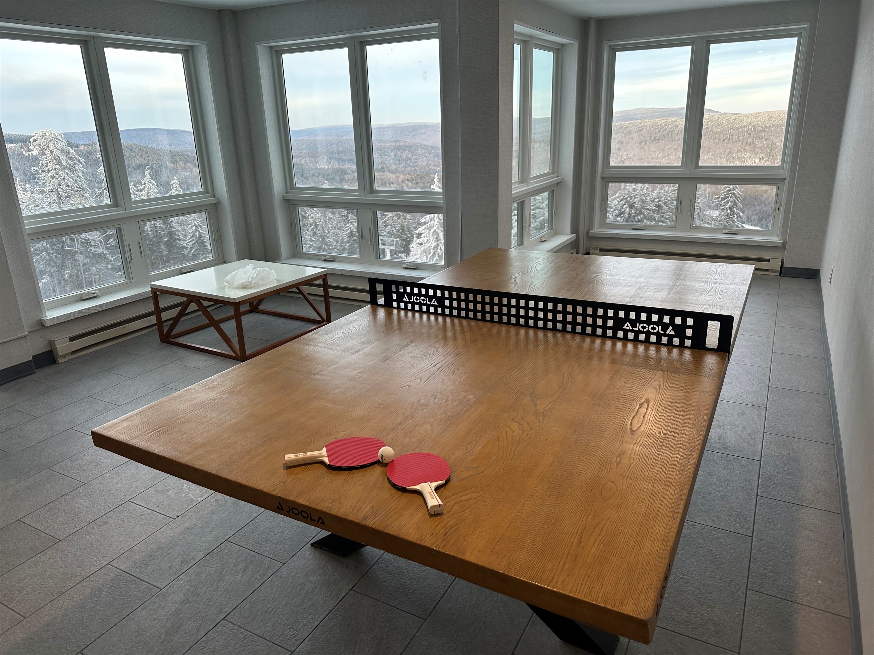 Ping Pong with a mountain view in Mountain Lodge's newly remodeled lobby.