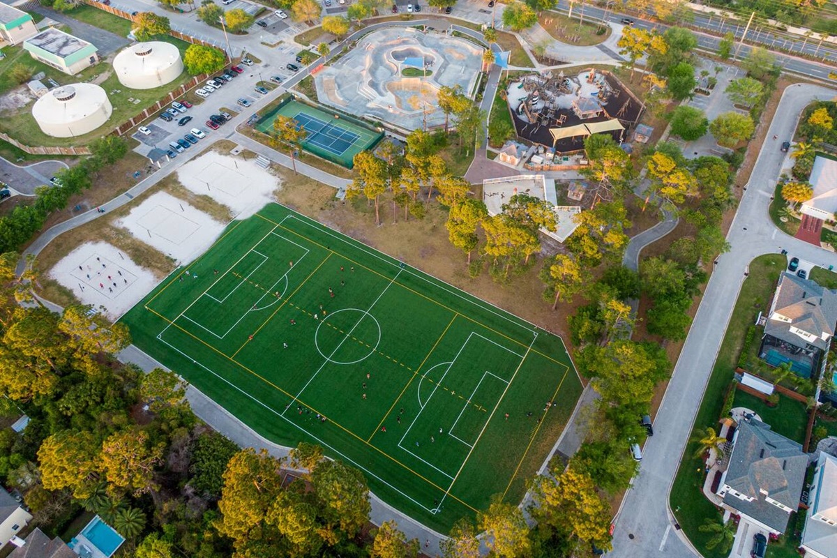 Aerial view of nearby park