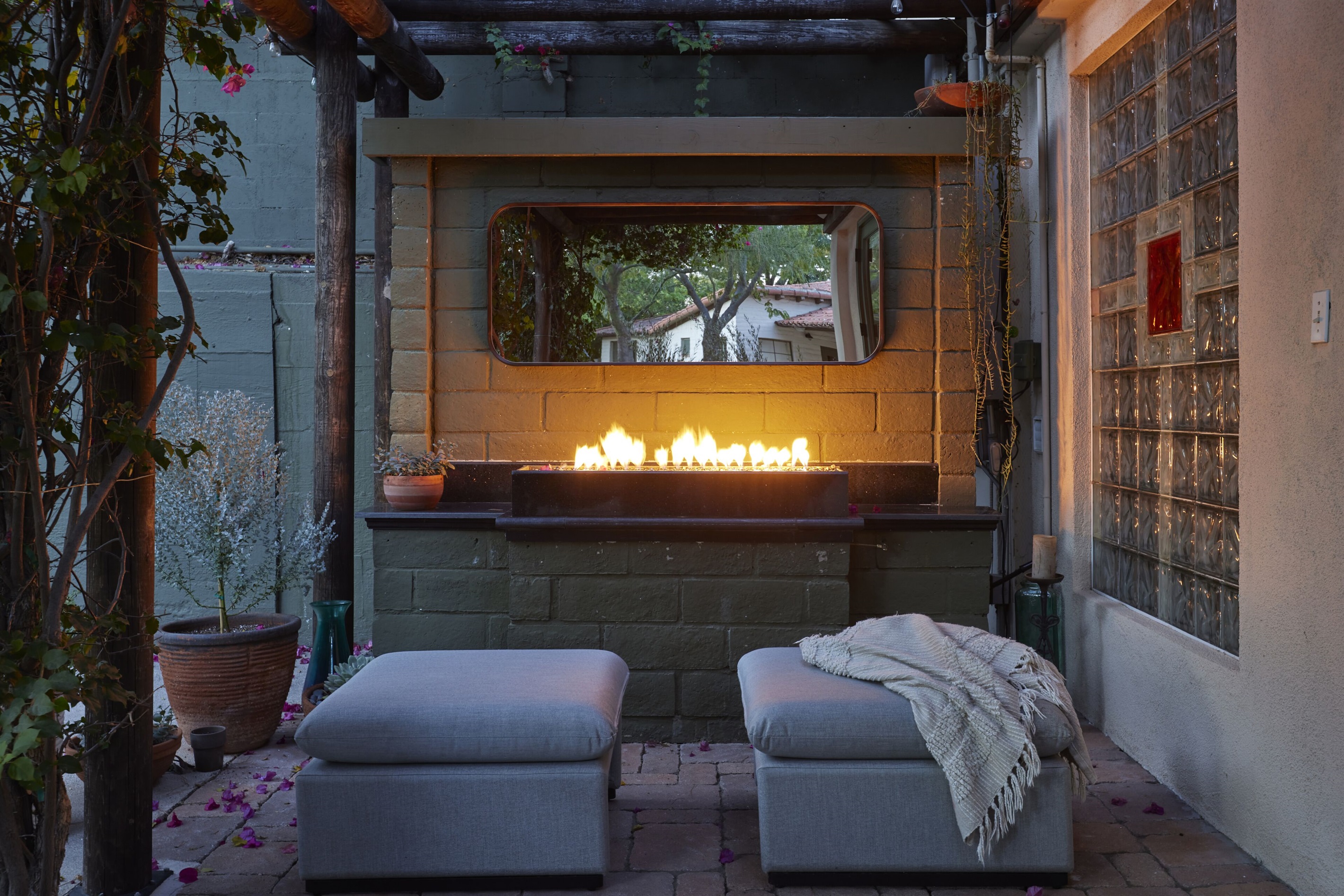 Beautiful firewall in your personal patio for cozy evenings.