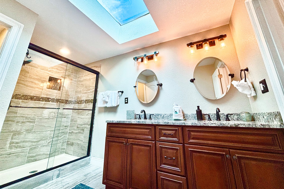 Beautiful skylight in master bathroom