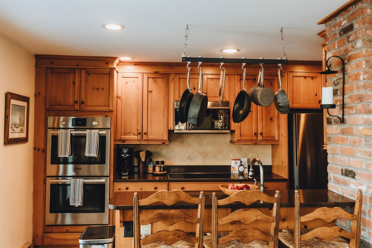 Our galley kitchen is fully stocked with everything you need to cook your very own farm-to-table meal with ingredients from local purveyors.