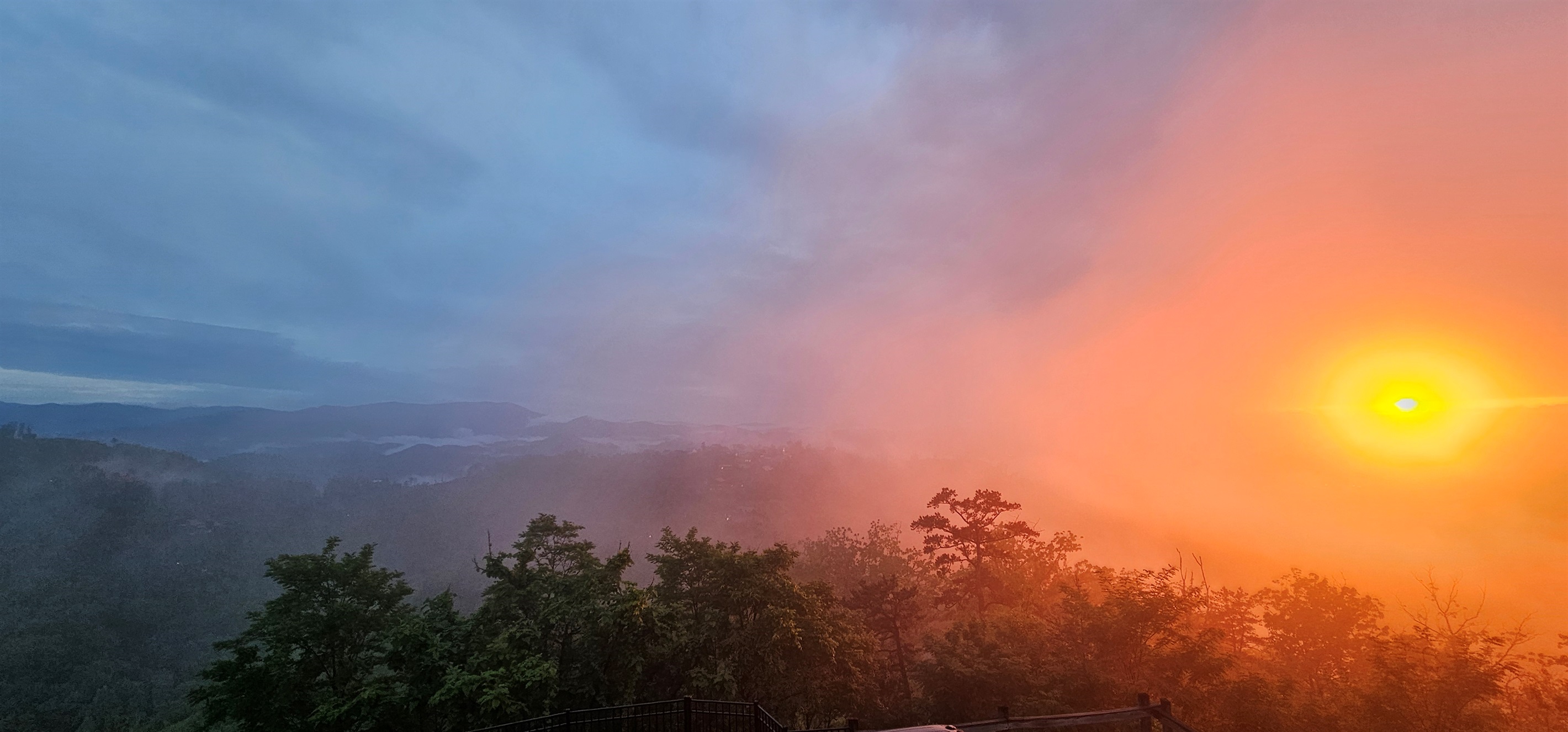 Foggy Sunset at the cabin.