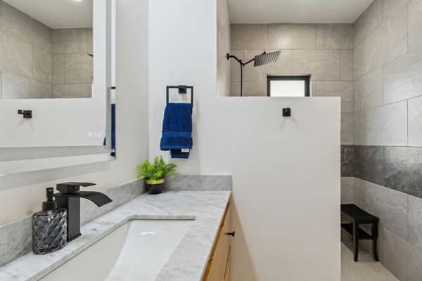 Guest bath with shower stool