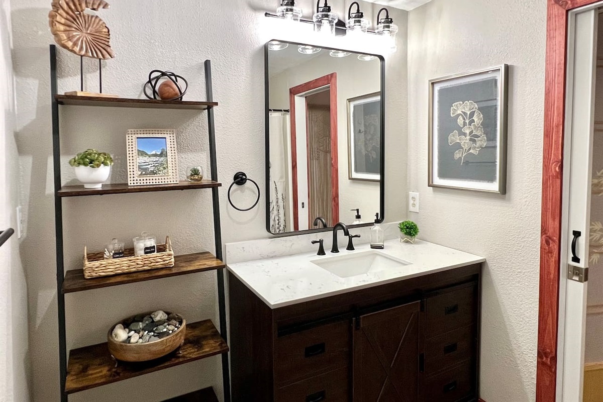 Basement bathroom with shower