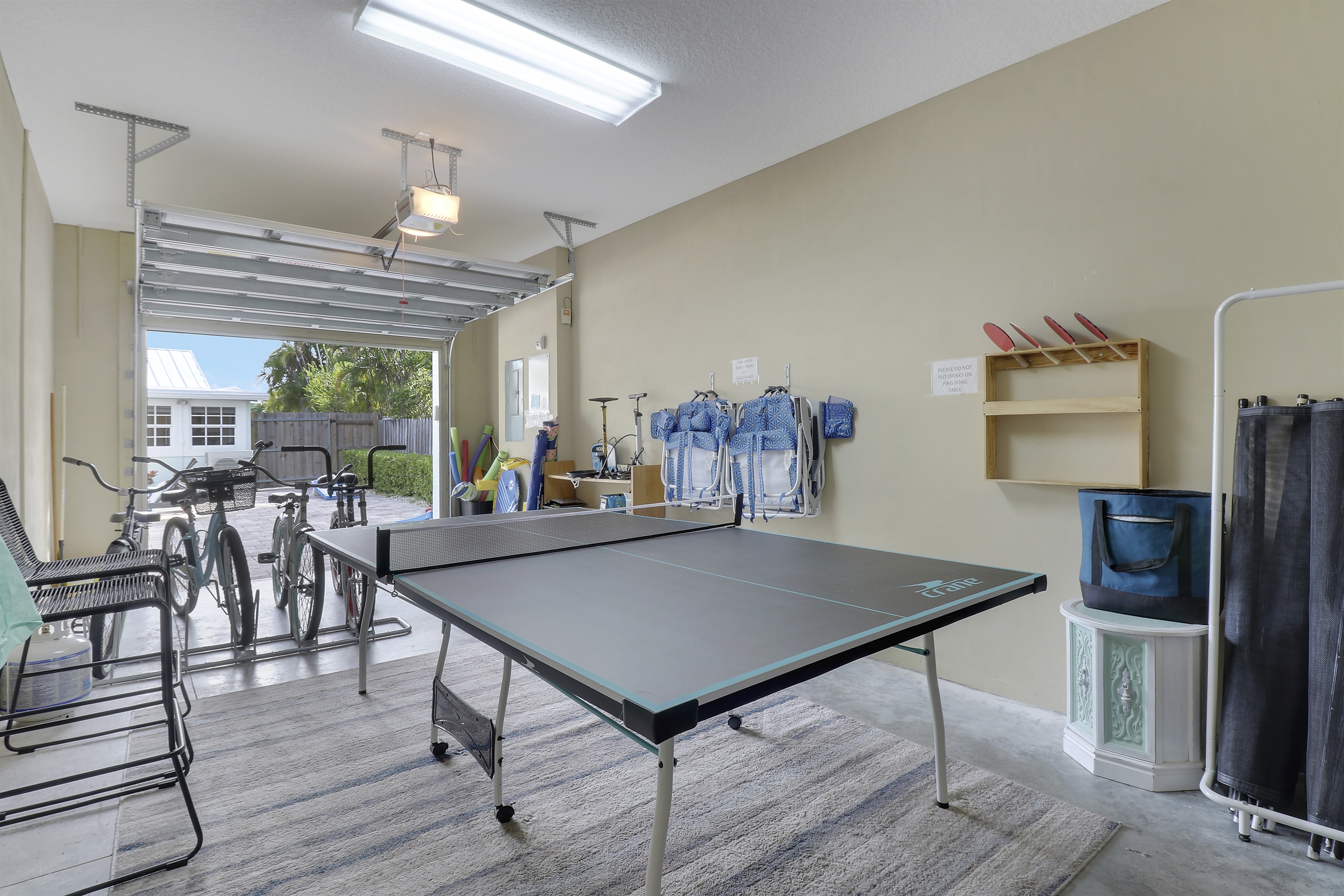 Beach cruisers, Ping Pong, Spike Ball, Beach Chairs, Beach Umbrella