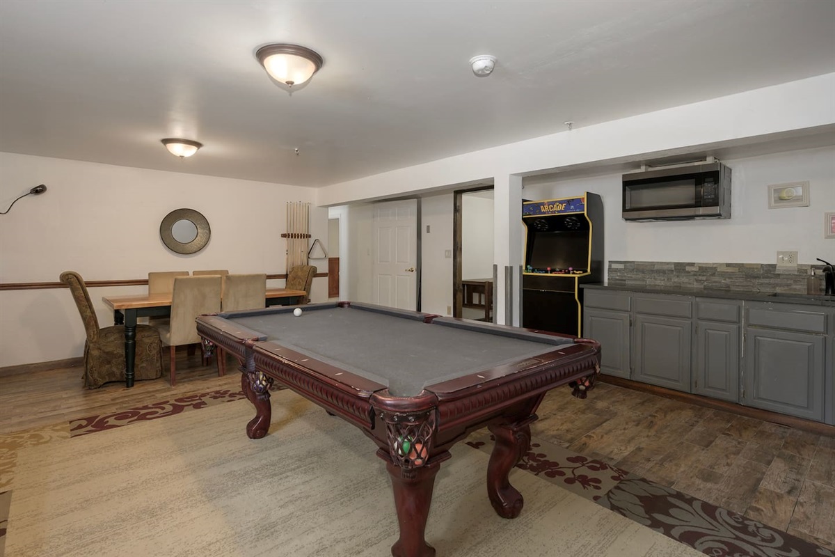 Basement living and game room