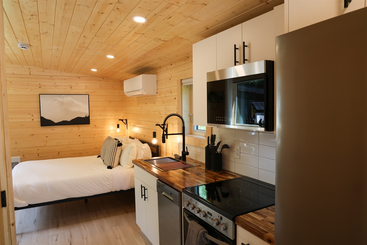 Your cozy space with a full stainless steel apartment sized appliances