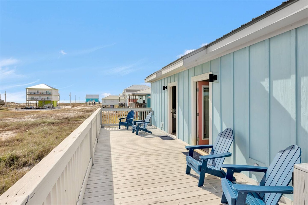 Back sun porch with view of Gulf and natural dunes