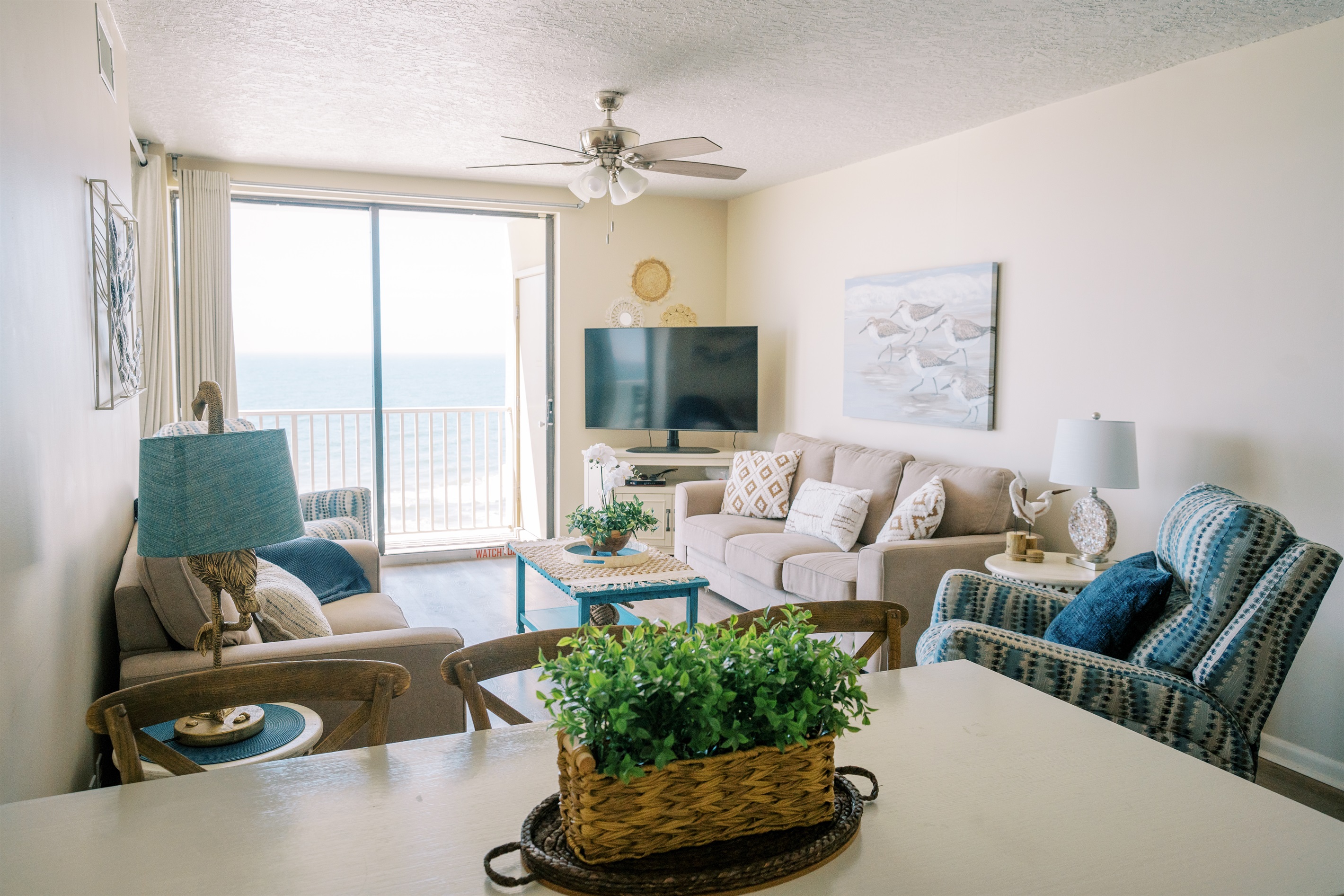 Step right out your sliding window into the sounds of waves and dolphin-watching, all while in PJs!