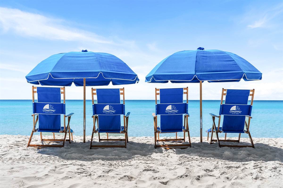 Beach Service | Two umbrellas and Four chairs - on the beach right in front of the home, included with your stay, during beach service season, March to October!