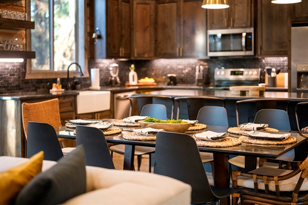 Share laughter and long dinners around the table with seating for eight.