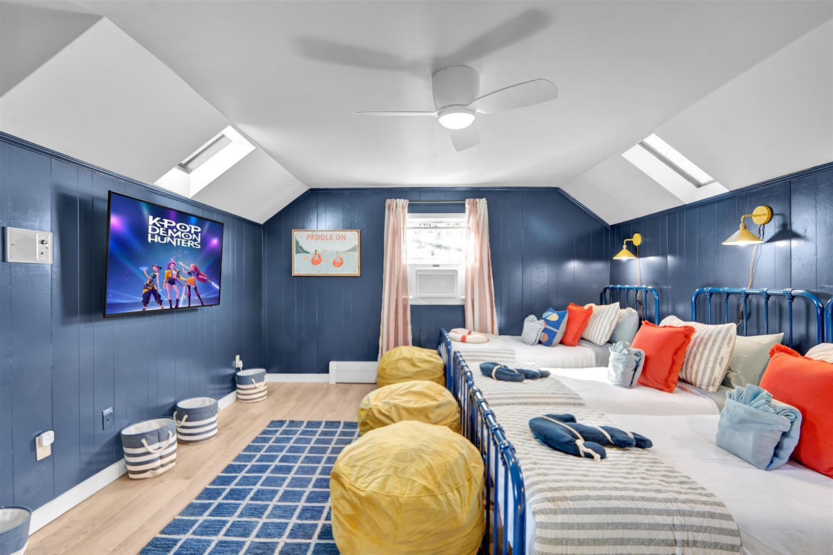 A fun cozy loft for kids to play and unwind inside.