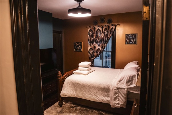 Art deco themed bedroom.