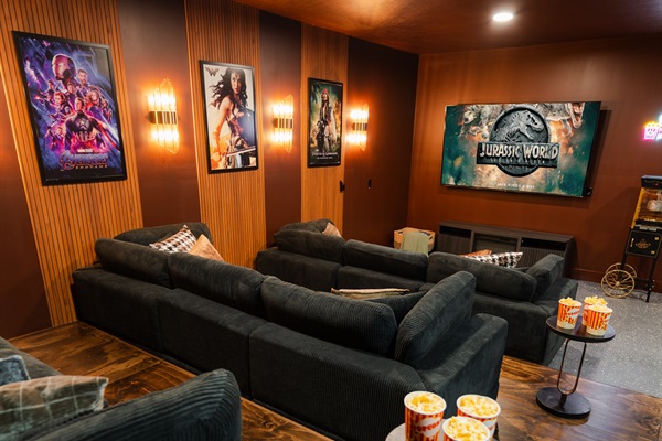 Grab the popcorn and settle in for a movie experience in the private theater room