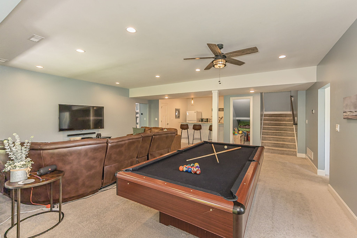 Challenge friends to a game of pool.