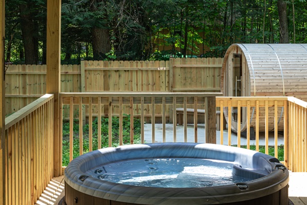 Step into the brand new hot tub - would you turn on the jets? The LED lights?